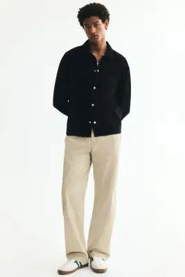 Chemise Relaxed Fit en velours côtelé - Noir — photo 2