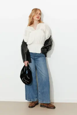Blouse rétro unie Femme — photo 3