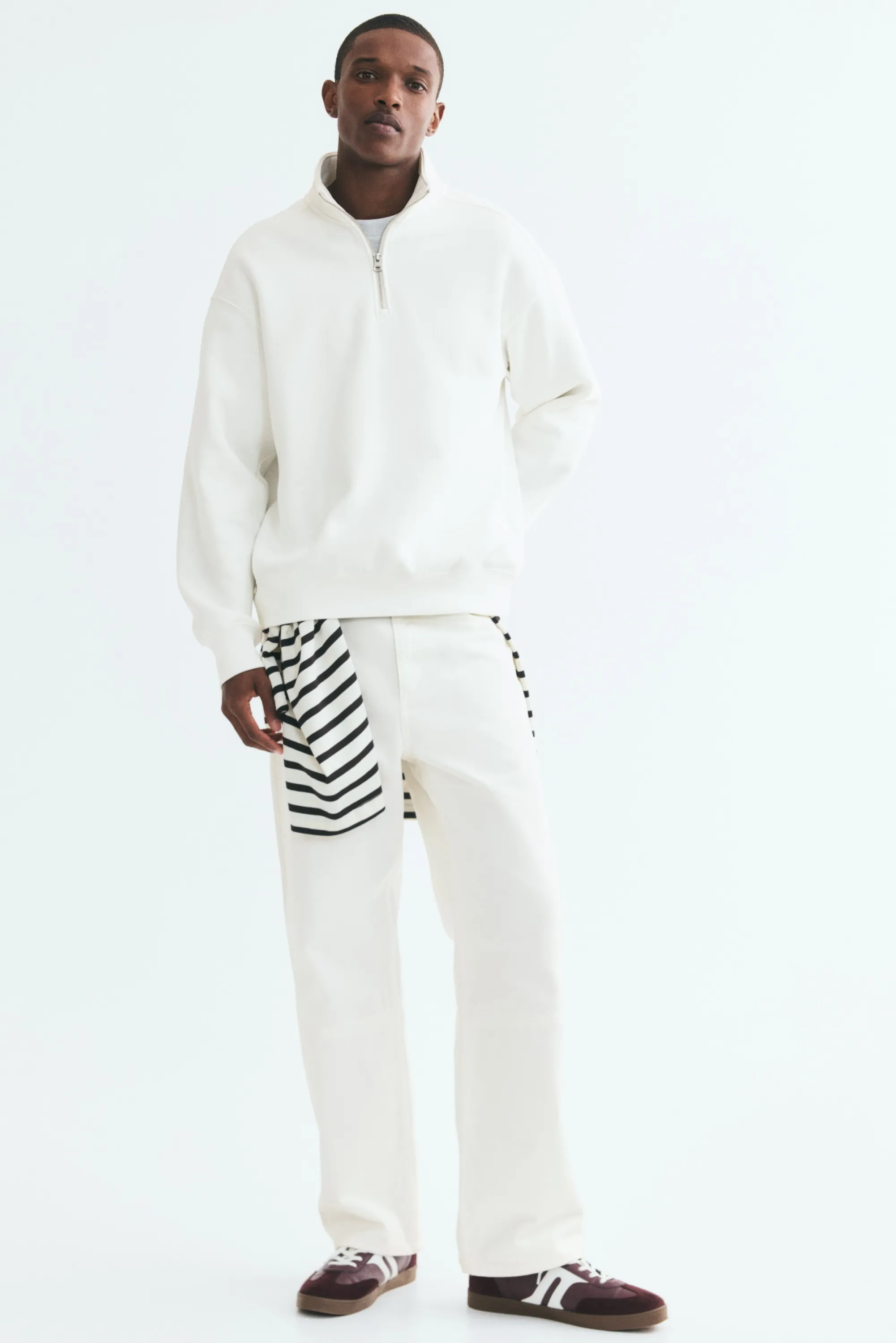 Sweat Loose Fit avec col zippé - Crème