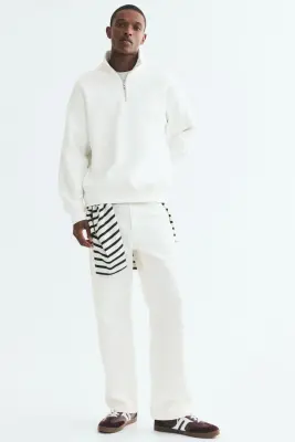 Sweat Loose Fit avec col zippé - Crème — photo 1