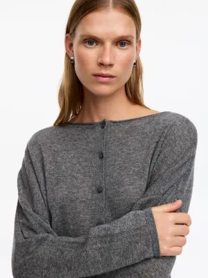 Pull à col bateau en pur cachemire - gris — photo 3