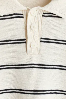 Polo Regular Fit en maille - Crème/rayé — photo 5