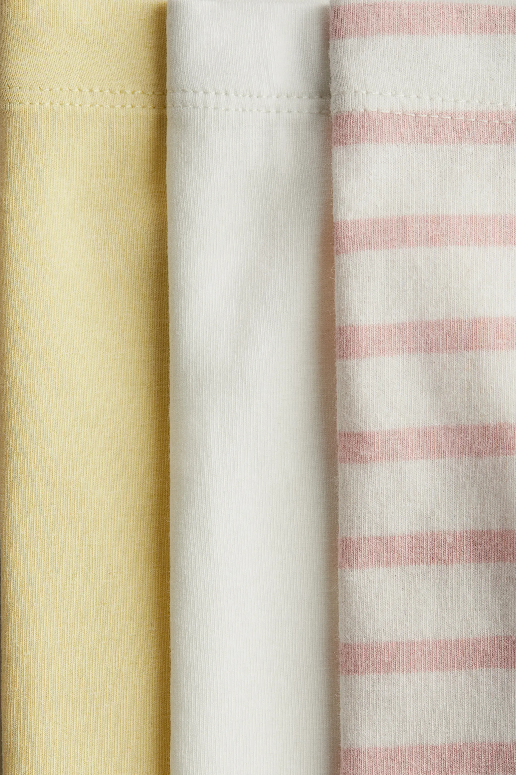 Lot de 3 leggings en coton - Jaune clair/rayé