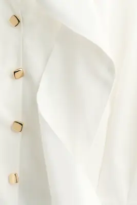 Blouse péplum avec col à nouer - Crème — photo 2