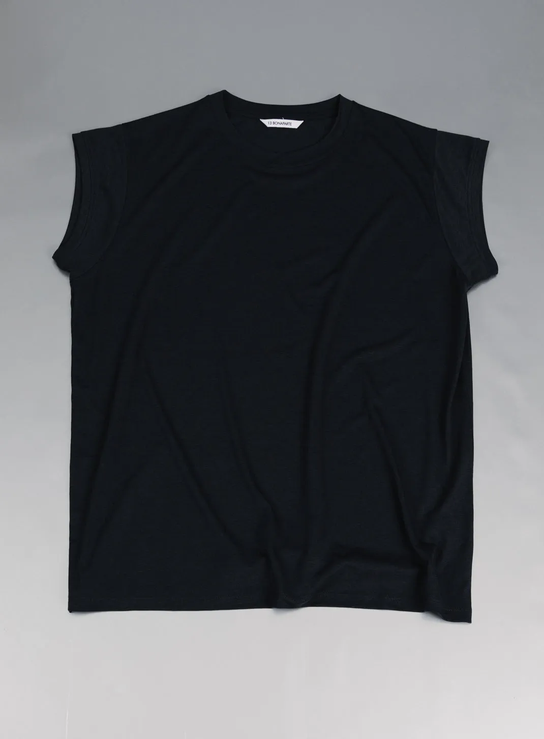 Sleeveless T-Shirt in Navy Blue Eucalyptus & Cotton