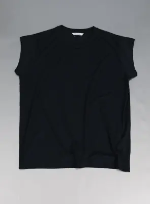 Sleeveless T-Shirt in Navy Blue Eucalyptus & Cotton