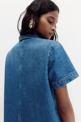 Robe en denim avec col - Bleu denim — photo 4