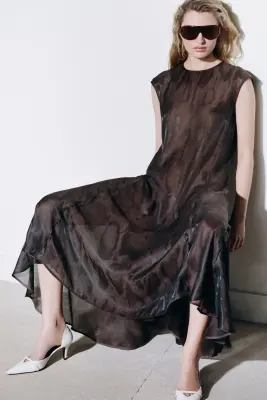 ROBE MIDI EN JACQUARD MOTIF ANIMALIER - BRUN / MOTIF ANIMALIER — photo 5