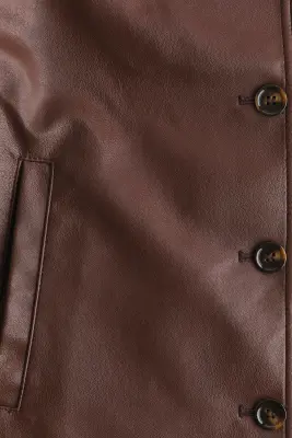 Veste en tissu enduit - Marron foncé — photo 3