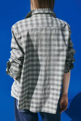 Chemise en popeline de coton - Crème/carreaux — photo 3