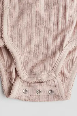 Body en jersey pointelle - Beige — photo 1