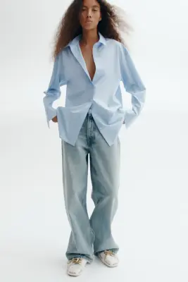 Chemise oversize - Bleu clair — photo 2