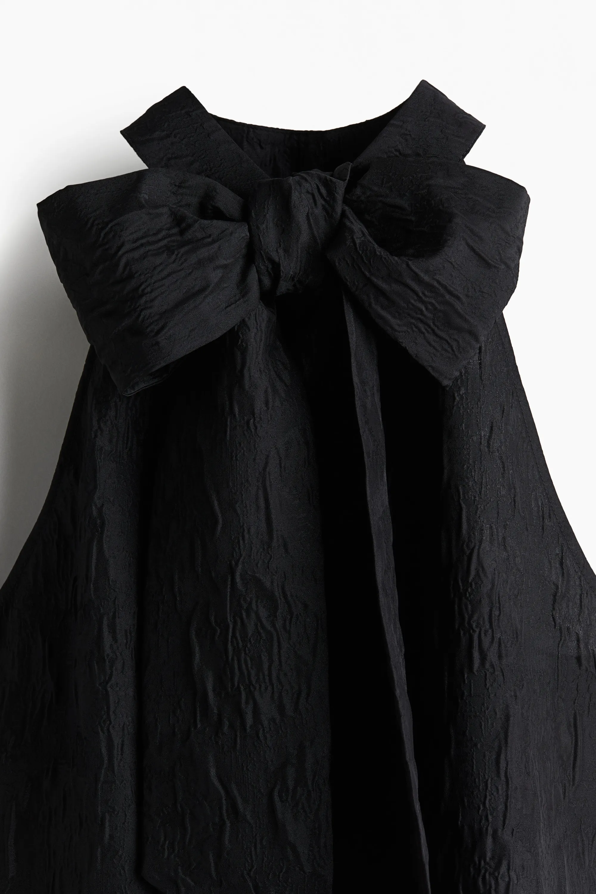Robe en tissu jacquard avec nœud dans le dos - Noir