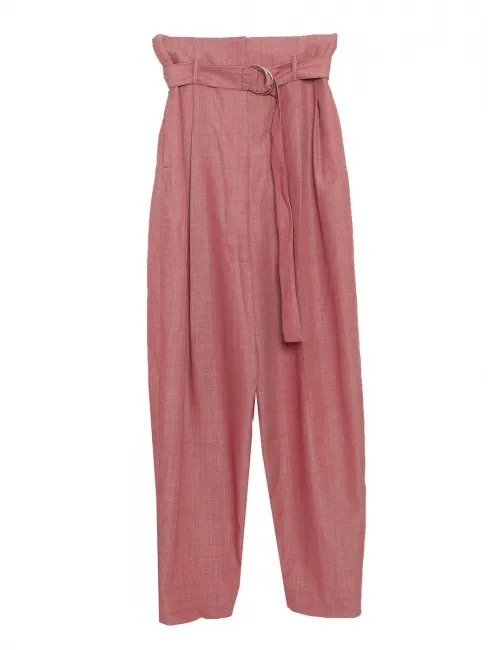 Pantalon large avec ceinture chiné rouge et blanc laine et mohair Prix boutique 950€ Taille 40