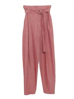 Pantalon large avec ceinture chiné rouge et blanc laine et mohair Prix boutique 950€ Taille 40