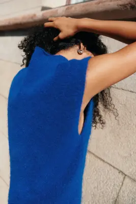 Pull sans manches avec col cheminée - Bleu foncé — photo 5