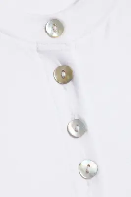 Top boutonné à boutons en perles d’imitation - Blanc - Boutons à perles d’imitation — photo 4