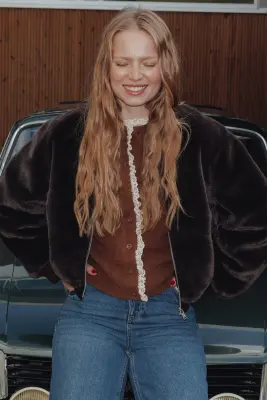 Blouson zippé en moumoute — photo 2
