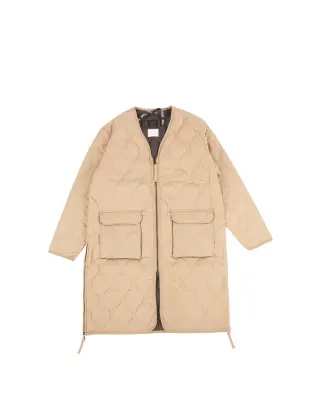 Military V Neck Zip Down Coat Coyote — photo 1