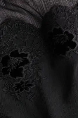 Top brodé en mousseline - Noir — photo 3