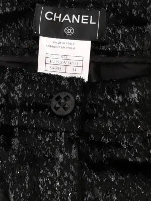 Pantalon droit en velours moiré noir lamé argent bouton bijoux Fall 2004 Prix boutique 4000€ Taille 34 — photo 4