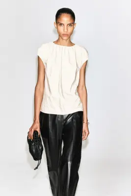 TOP EN SATIN FRONCÉ - IVOIRE — photo 2