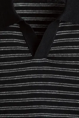 Polo Regular Fit en lin mélangé - Noir/rayé — photo 4