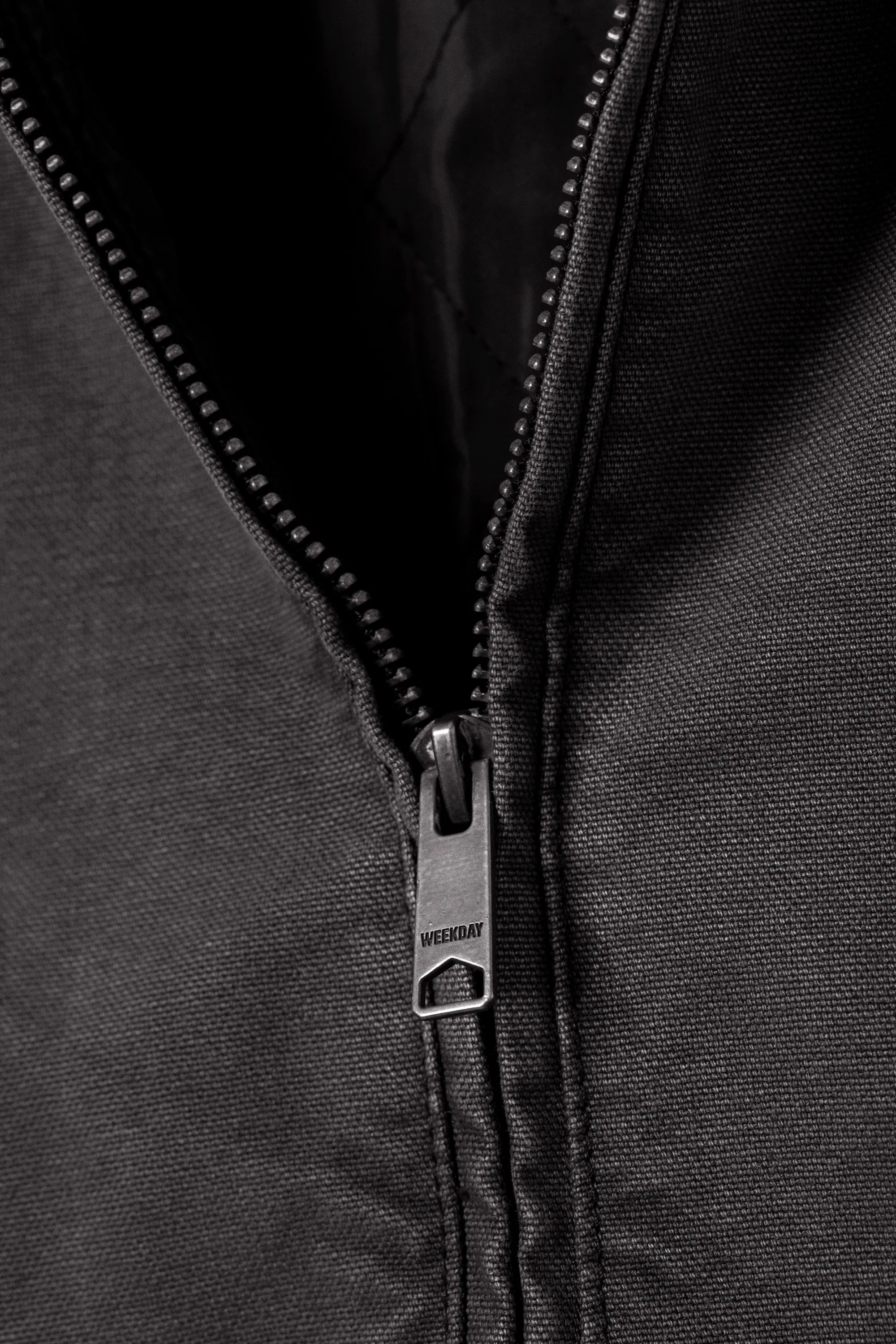 Veste ample à capuche en toile - Noir chiné