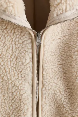 Veste zippée en tissu Teddy bear - Beige clair — photo 5