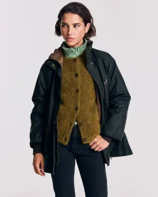 Veste Anaïs kaki et léopard fauve Barbour x Balzac Paris — photo 4