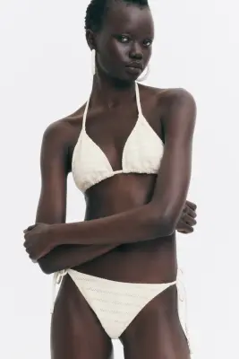 Bas de maillot Tanga à nouer - Crème — photo 1