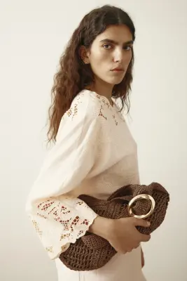 Robe avec broderie anglaise - Crème — photo 3