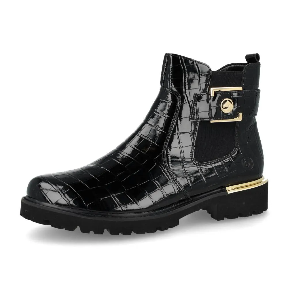 Bottines Remonte D8684-03 Noires - Cuir Lacets Zip Grande Pointure Femme