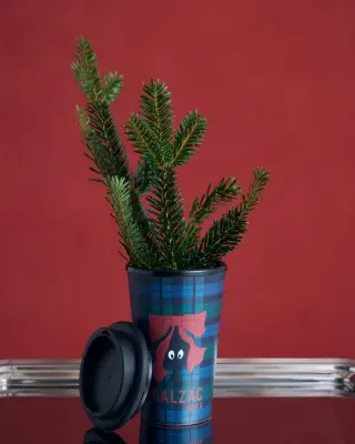 Travel mug tartan vert et marine — photo 2