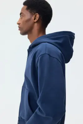 Veste zippée boxy Loose Fit avec capuche - Bleu — photo 4