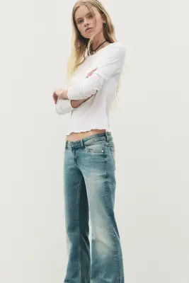 Flared Ultra Low Waist Jeans - Bleu denim clair — photo 3