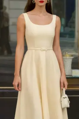 Aura Midi Dress - Butter cream — photo 3