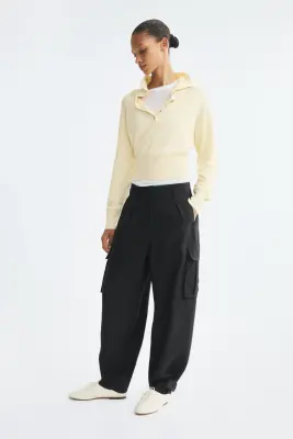 Pantalon barrel cargo - Bleu marine — photo 1