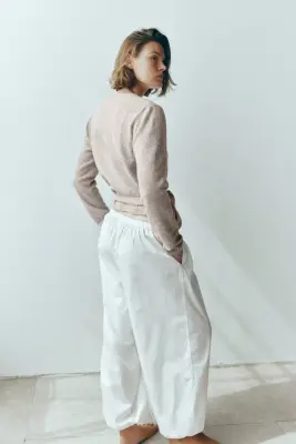 Gilet cache-cœur en maille - Taupe chiné — photo 3