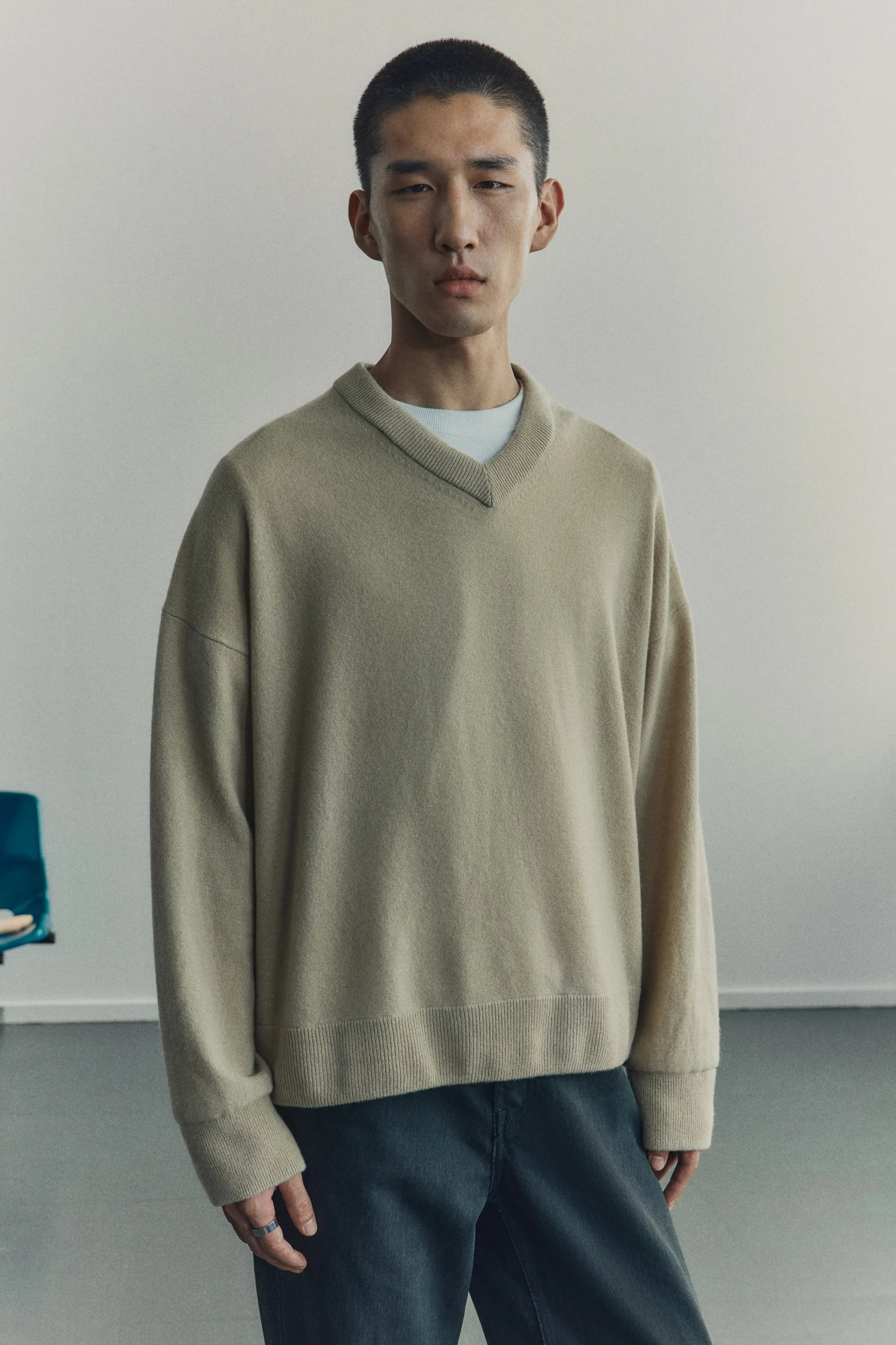 Pull Loose Fit en cachemire - Beige