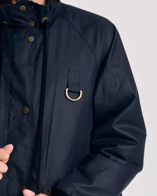 Veste Anaïs bleu marine et léopard fauve Barbour x Balzac — photo 5