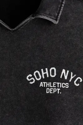 Sweat de rugby Oversized Fit - Noir délavé/Soho NYC — photo 4
