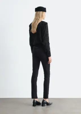 Blouse en mélange de mousseline et de soie - Noir — photo 5