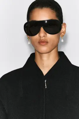 VESTE ZIPPÉE EN MÉLANGE DE LAINE SCULPTÉE - NOIR — photo 3