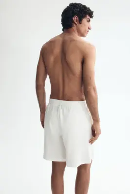 Short gaufré Relaxed Fit - Blanc — photo 2