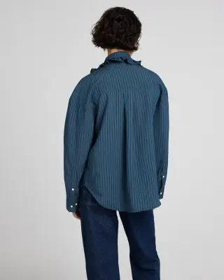 Chemise Thalia rayures vert et bleu — photo 4