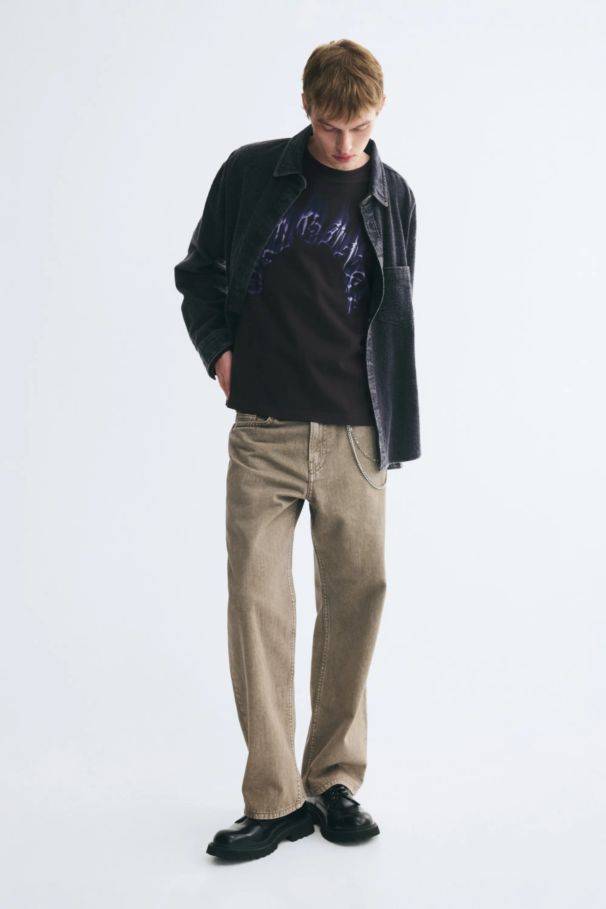 T-shirt Relaxed Fit à manches longues - Noir