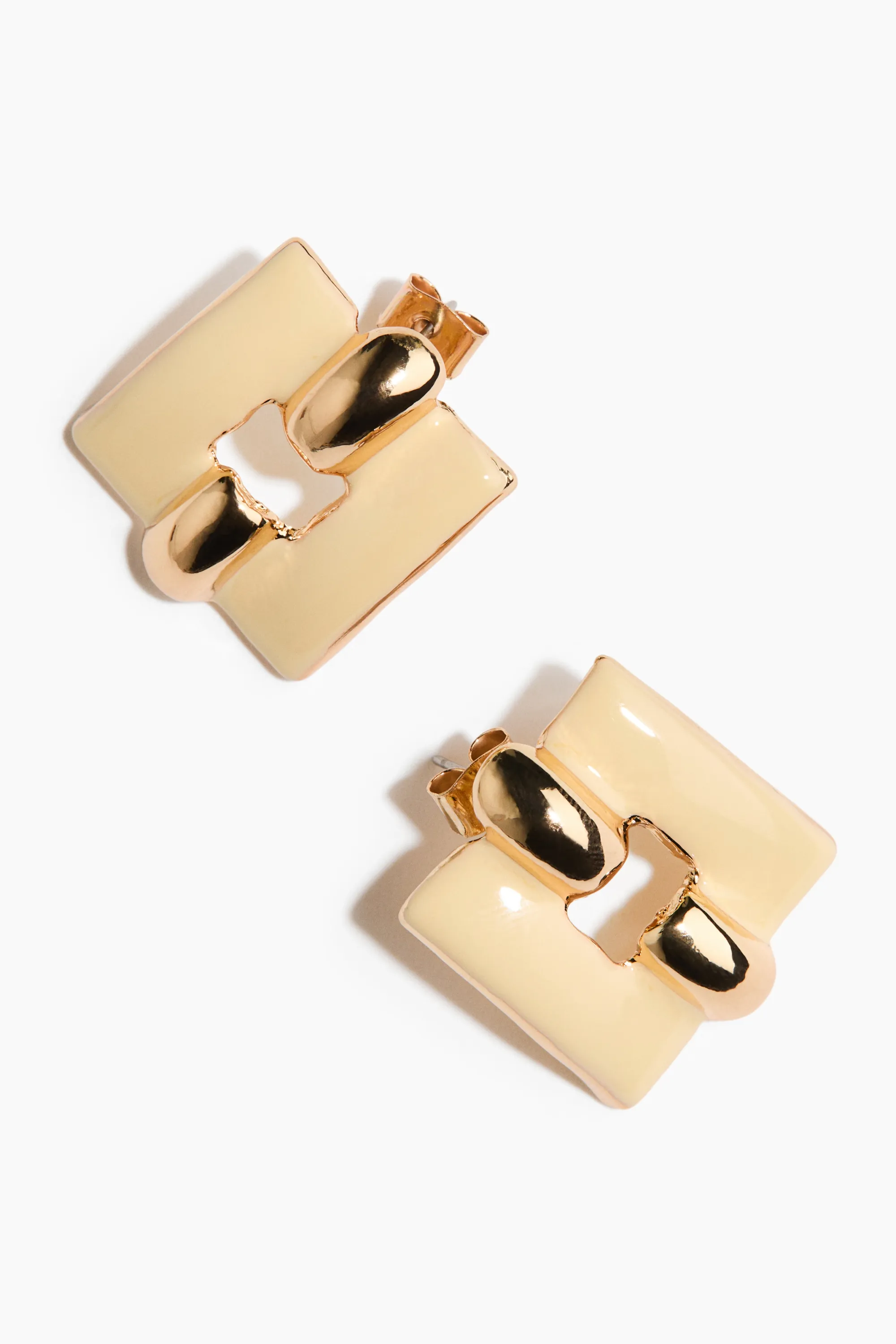 Boucles d'oreilles carrées - Jaune clair/doré