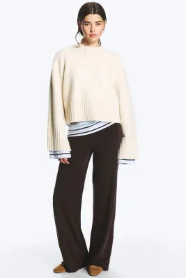 Pull oversize en maille - Blanc cendré — photo 1