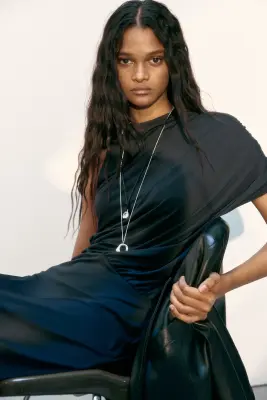 Robe maxi à effet drapé - Noir — photo 2